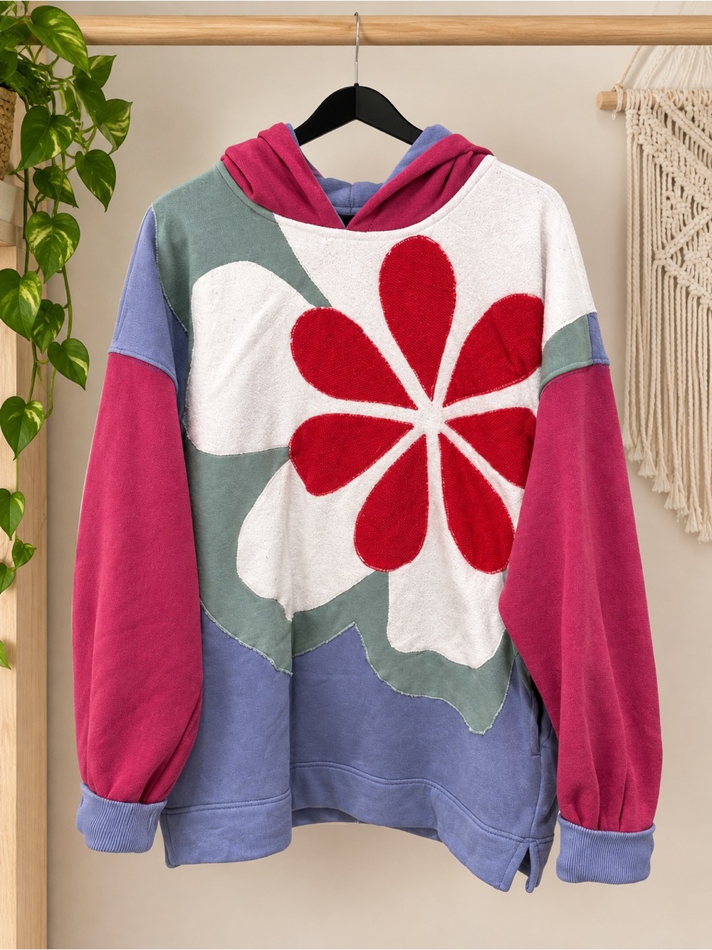 Free People Clover Sweatshirt Hoodie, We the Free Floral Slouchy Poppy